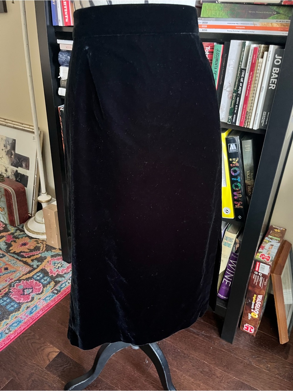Vintage Emilia Saachi Black Velvet Pencil Skirt 16-18